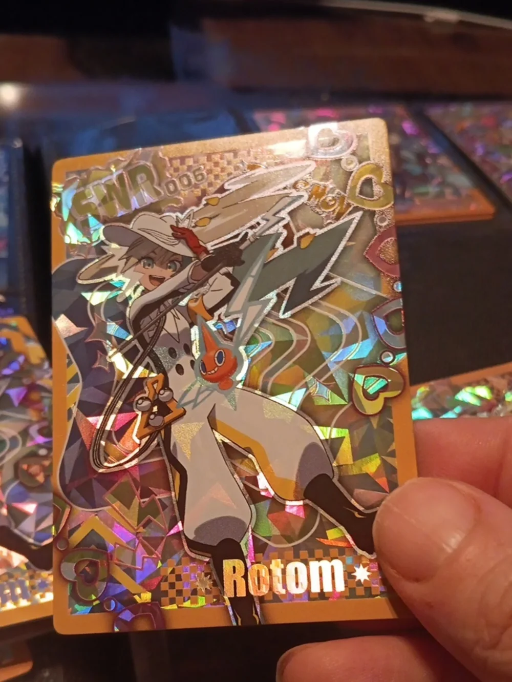 Pokemon Gold Holographic Rotom Trainer Card - Multicolor